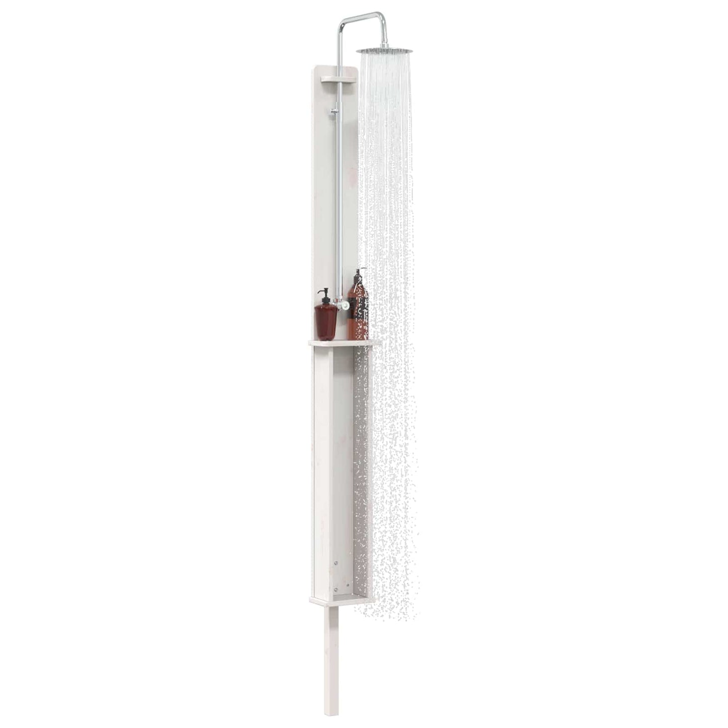 vidaXL Outdoor Shower 246 cm Solid Pine Wood and Stainless Steel White