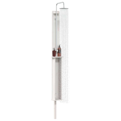 vidaXL Outdoor Shower 246 cm Solid Pine Wood and Stainless Steel White