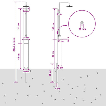 vidaXL Outdoor Shower 246 cm Solid Douglas Wood and Stainless Steel