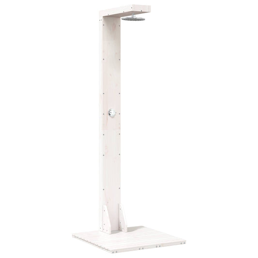 vidaXL Outdoor Shower 210 cm Solid Pine Wood and Stainless Steel White