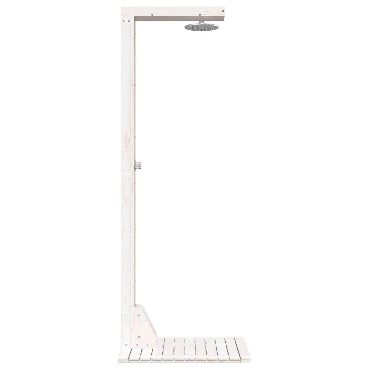vidaXL Outdoor Shower 210 cm Solid Pine Wood and Stainless Steel White