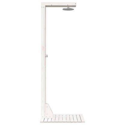 vidaXL Outdoor Shower 210 cm Solid Pine Wood and Stainless Steel White