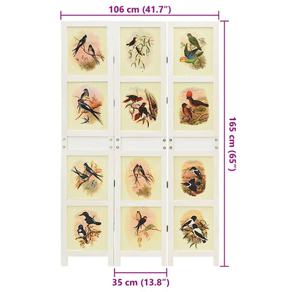 vidaXL Romdivider Panel Folding White 106 x 165 cm MDF