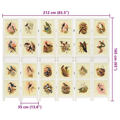vidaXL Romdivider Panel Folding White 212 x 165 cm MDF