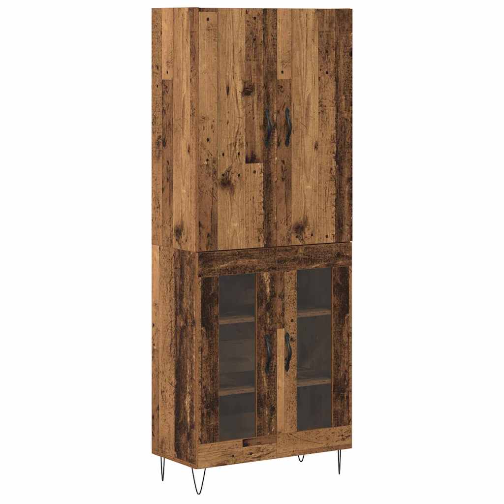 vidaXL Highboard 2 pcs Old Wood Engineered Wood and Glass