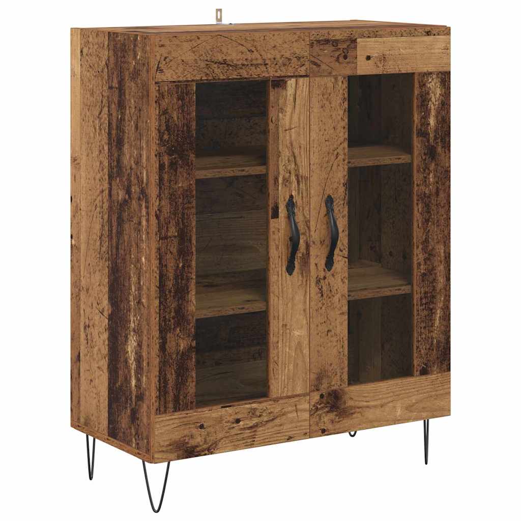 vidaXL Highboard 2 pcs Old Wood Engineered Wood and Glass