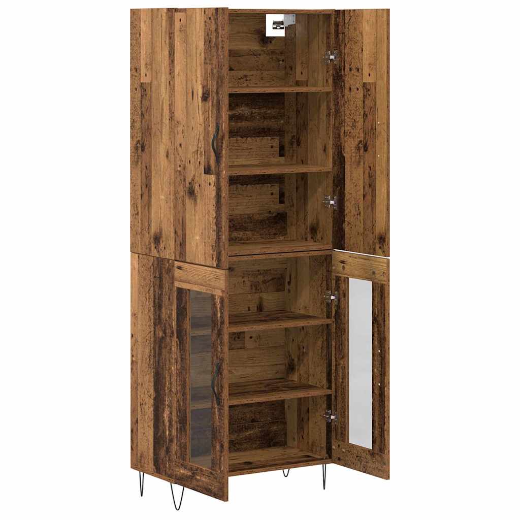 vidaXL Highboard 2 pcs Old Wood Engineered Wood and Glass