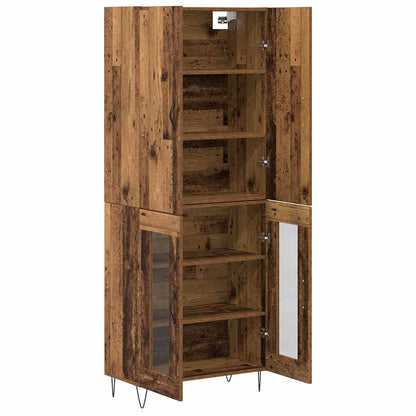 vidaXL Highboard 2 pcs Old Wood Engineered Wood and Glass