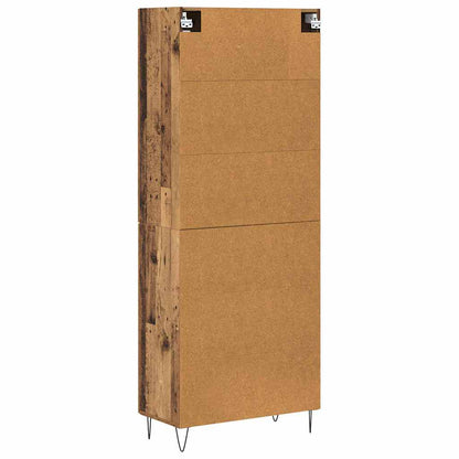 vidaXL Highboard 2 pcs Old Wood Engineered Wood and Glass