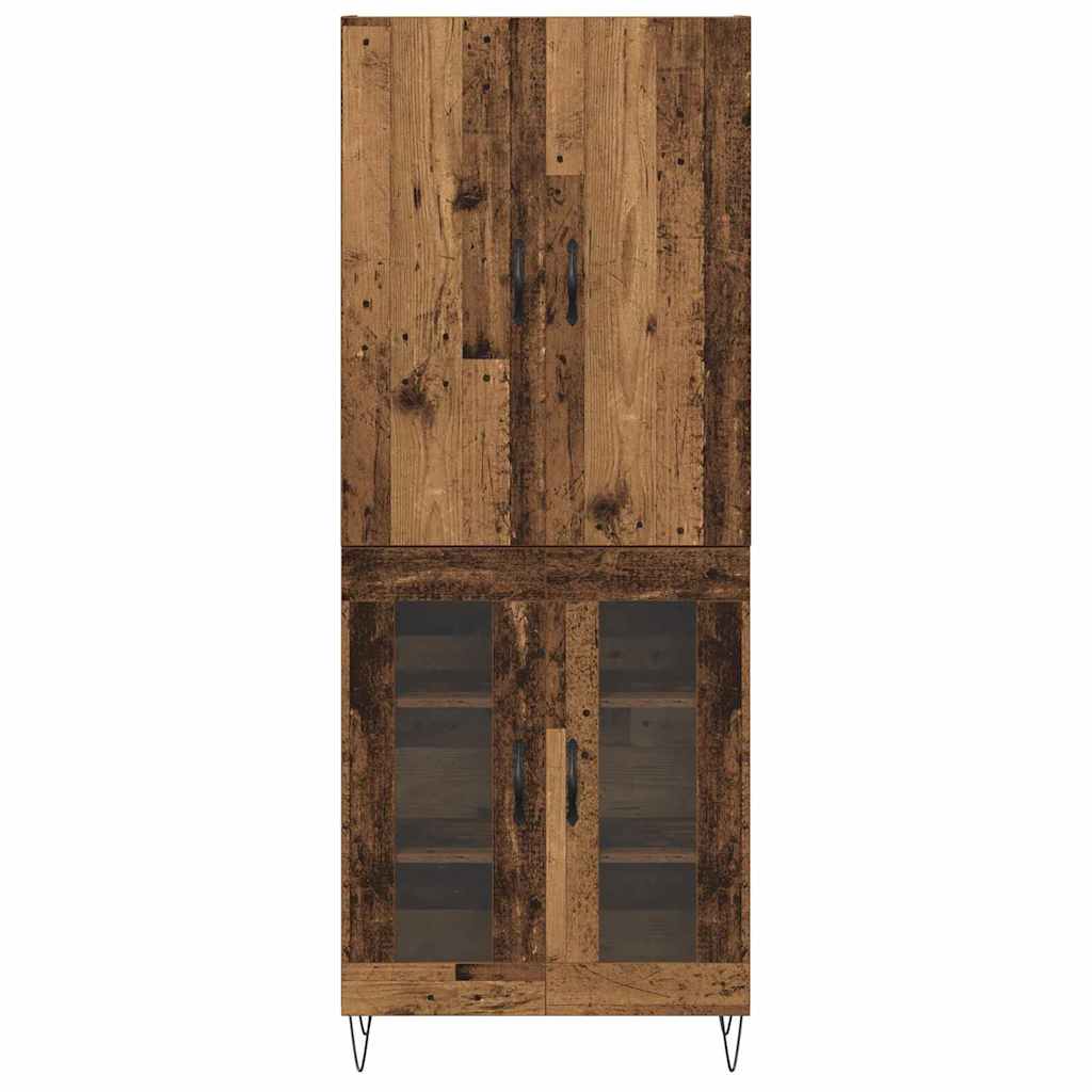 vidaXL Highboard 2 pcs Old Wood Engineered Wood and Glass