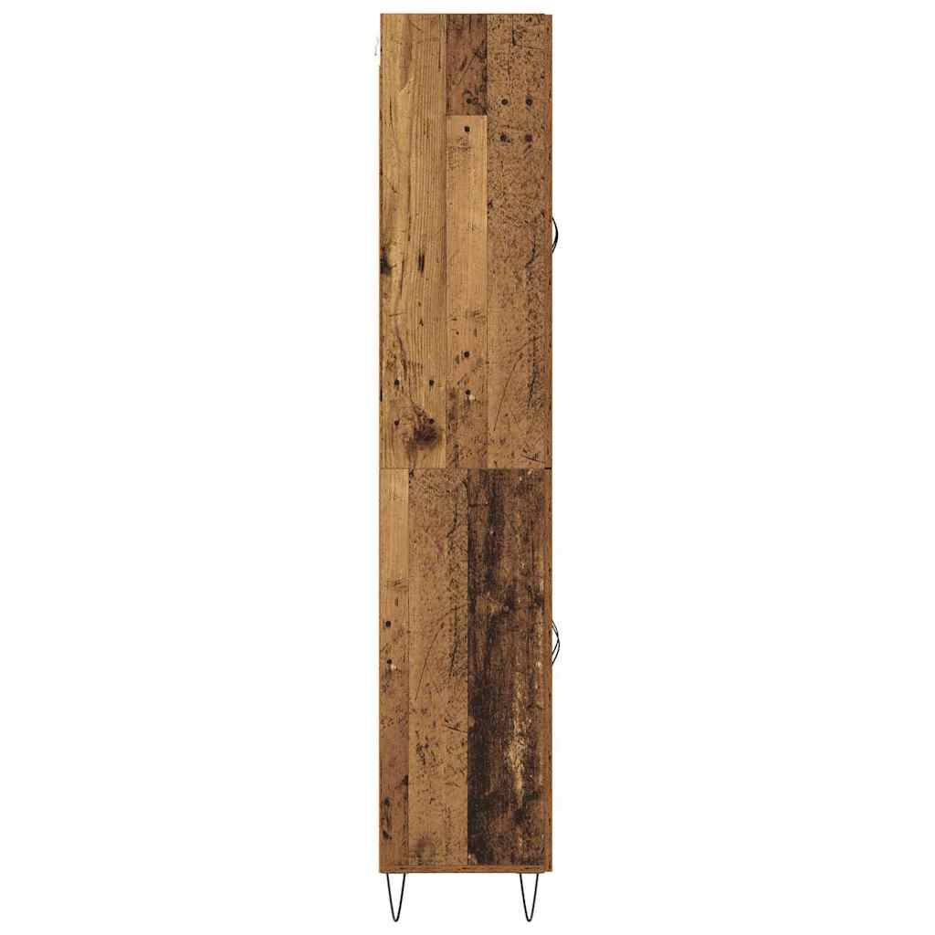 vidaXL Highboard 2 pcs Old Wood Engineered Wood and Glass