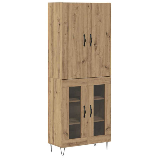 vidaXL Highboard 2 pcs Artisan Oak Engineered Wood and Glass