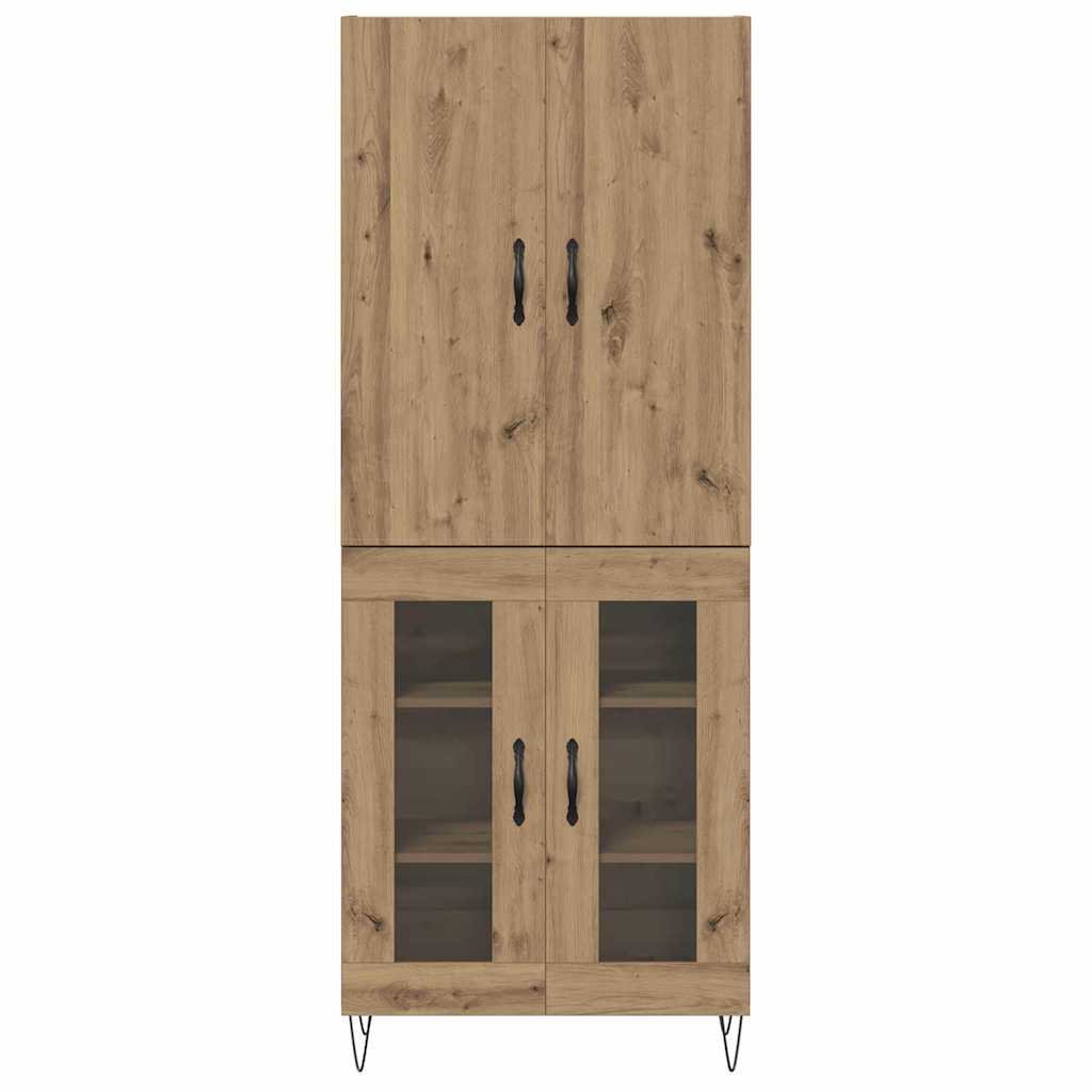 vidaXL Highboard 2 pcs Artisan Oak Engineered Wood and Glass