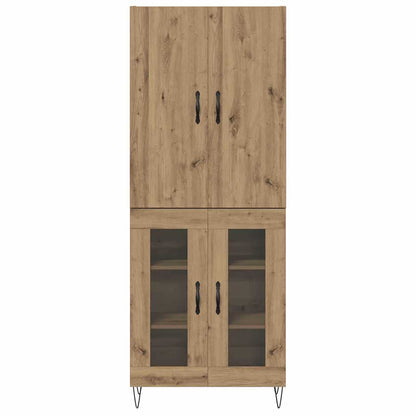 vidaXL Highboard 2 pcs Artisan Oak Engineered Wood and Glass