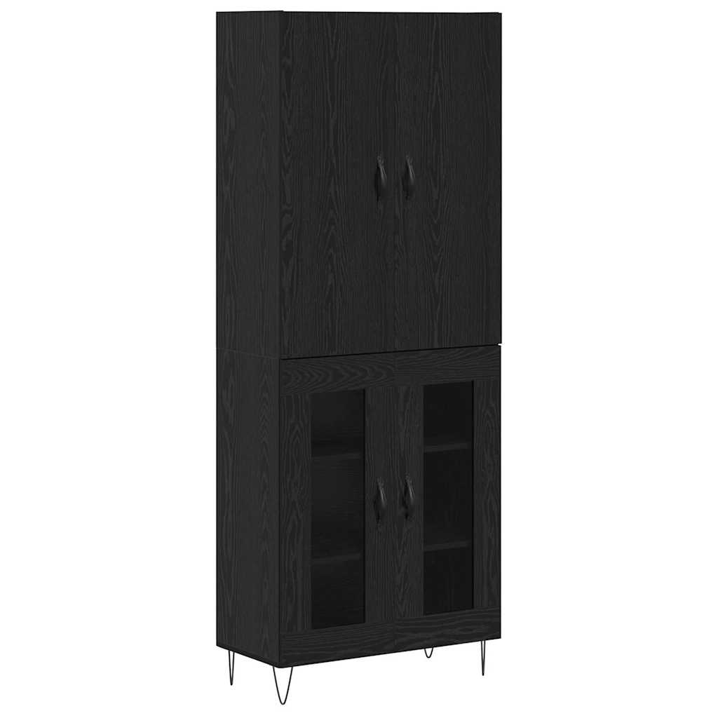 vidaXL Highboard 2 pcs Black Oak Engineered Wood and Glass
