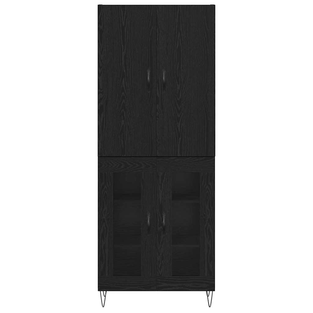 vidaXL Highboard 2 pcs Black Oak Engineered Wood and Glass