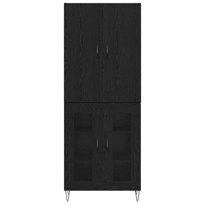 vidaXL Highboard 2 pcs Black Oak Engineered Wood and Glass
