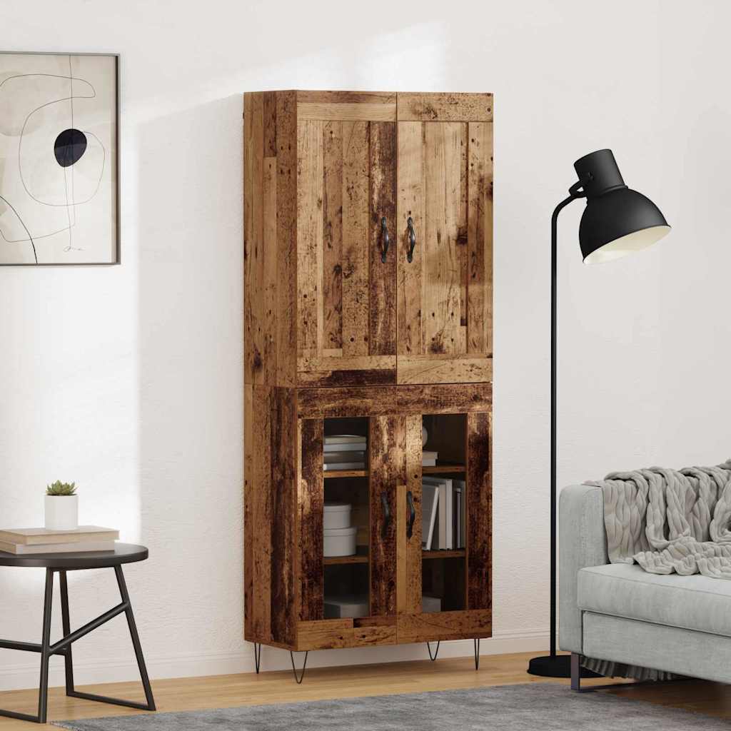 vidaXL Highboard Old Wood 69.5 x 34 x 180 cm Engineered Wood