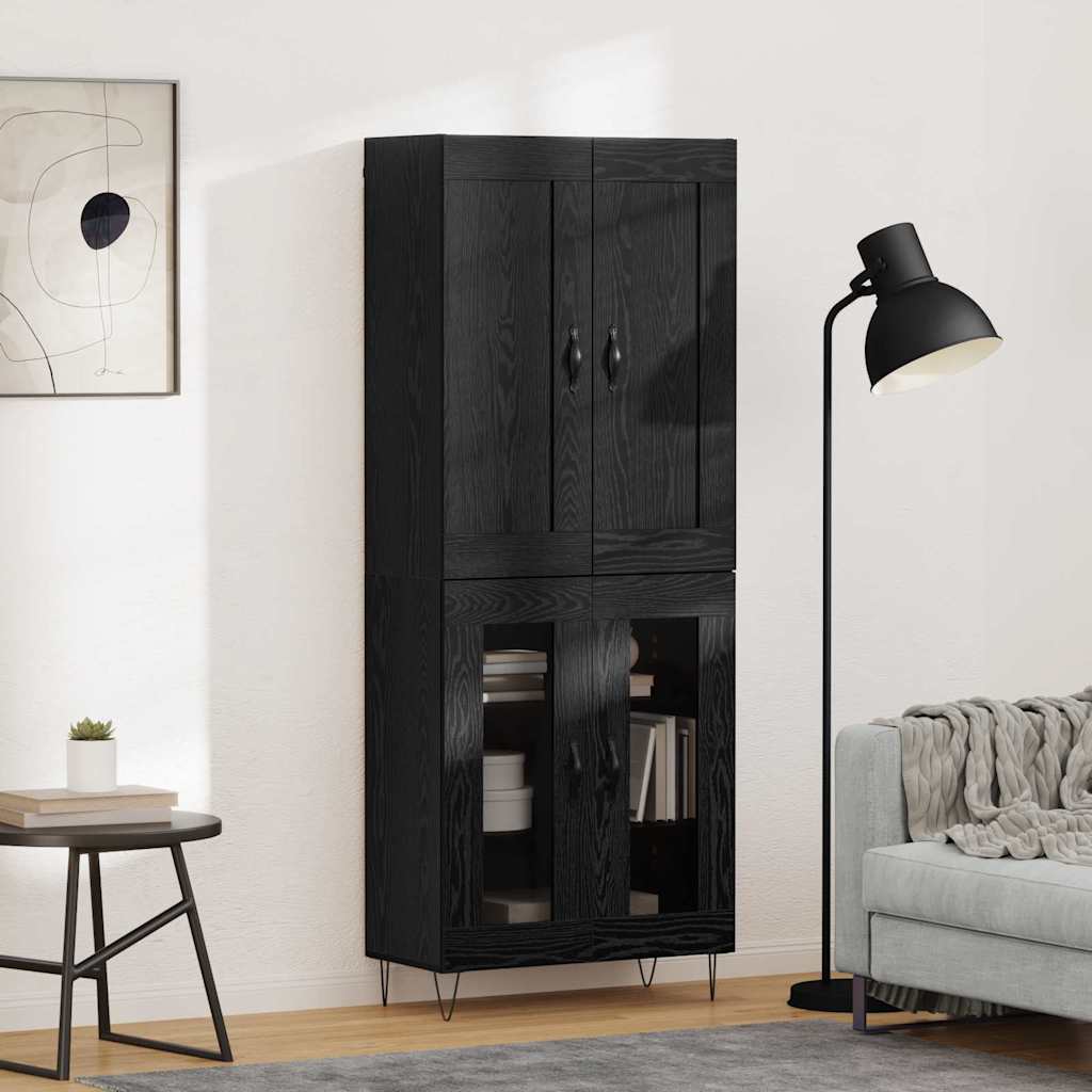 vidaXL Highboard Black Oak 69.5 x 34 x 180 cm Engineered Wood