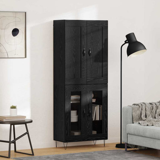vidaXL Highboard Black Oak 69.5 x 34 x 180 cm Engineered Wood