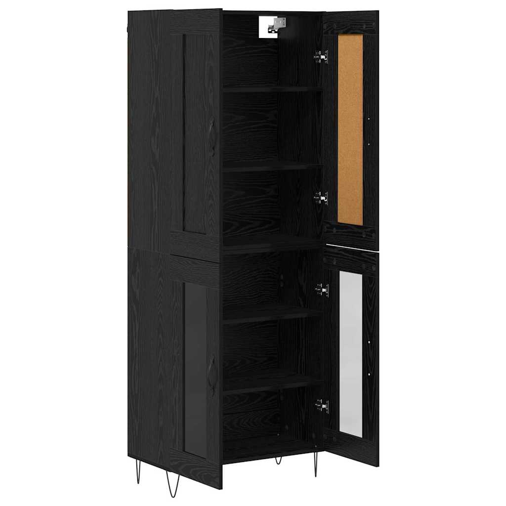 vidaXL Highboard Black Oak 69.5 x 34 x 180 cm Engineered Wood