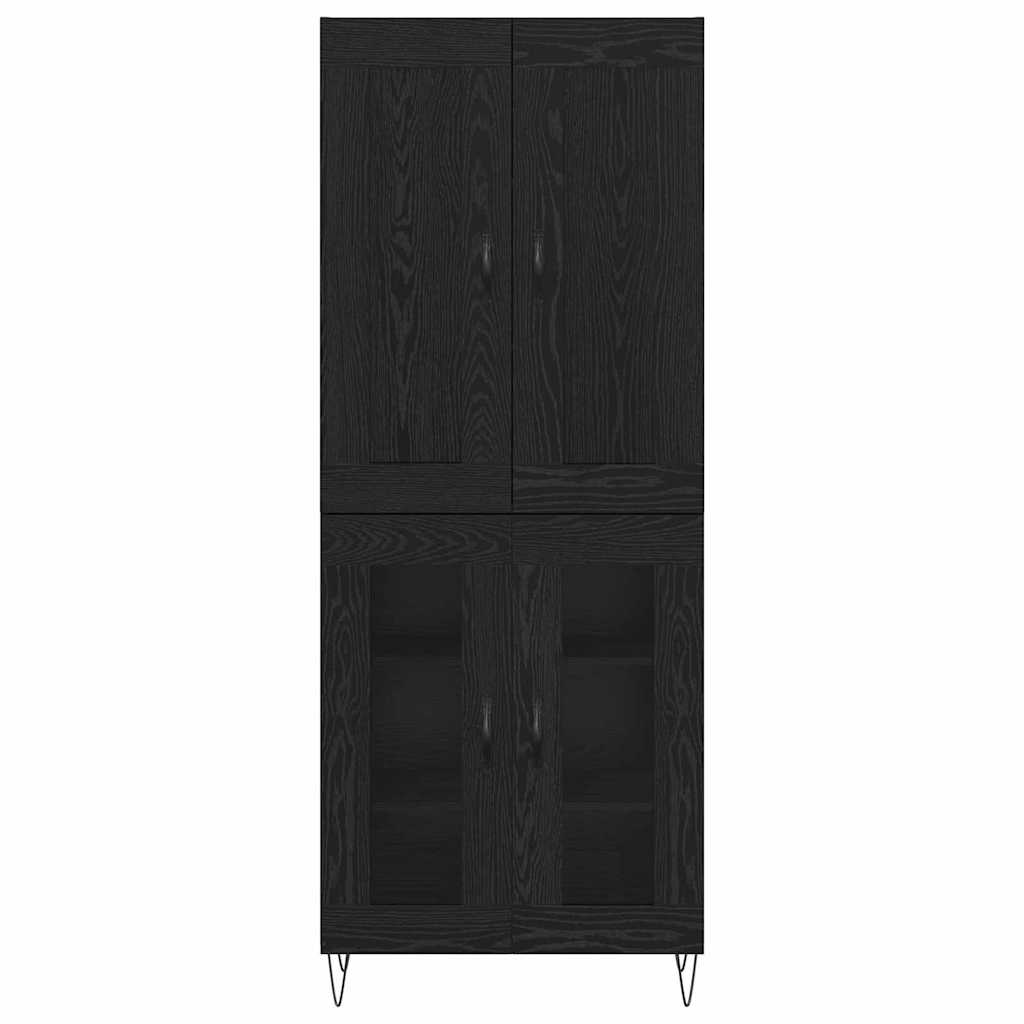 vidaXL Highboard Black Oak 69.5 x 34 x 180 cm Engineered Wood