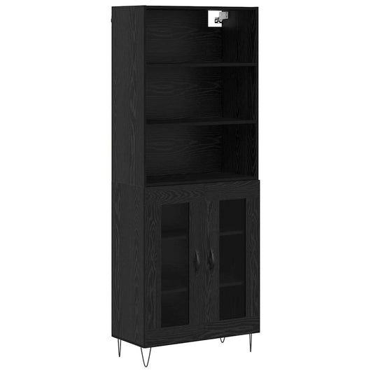 vidaXL Highboard 2 pcs Black Oak Engineered Wood