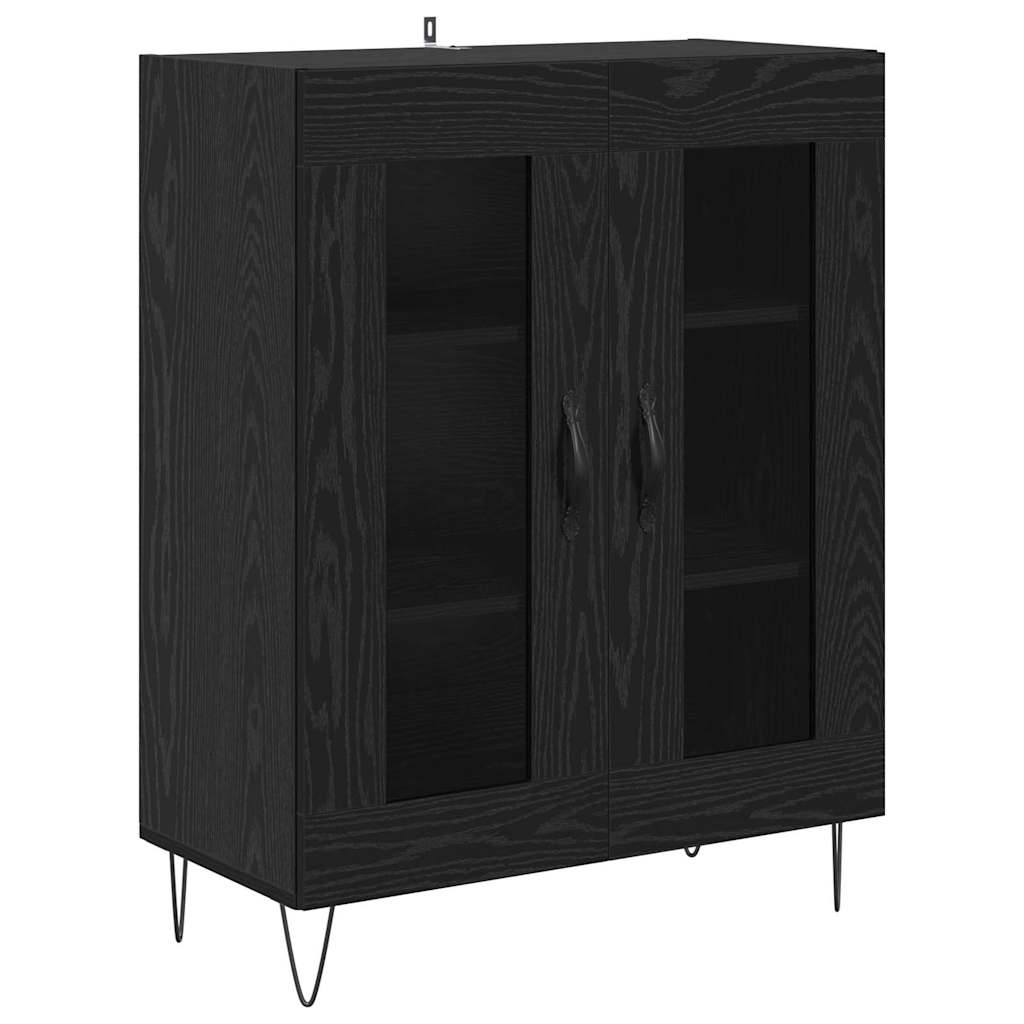 vidaXL Highboard 2 pcs Black Oak Engineered Wood