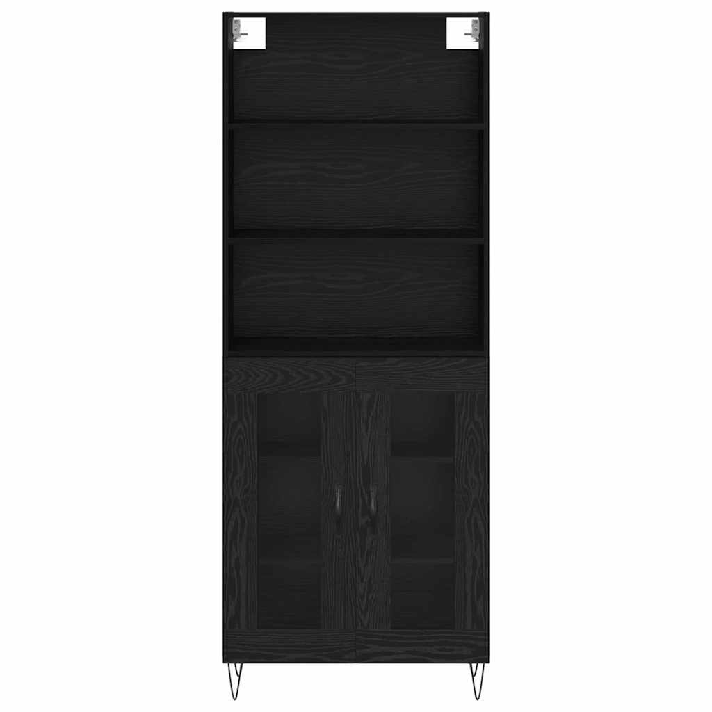 vidaXL Highboard 2 pcs Black Oak Engineered Wood
