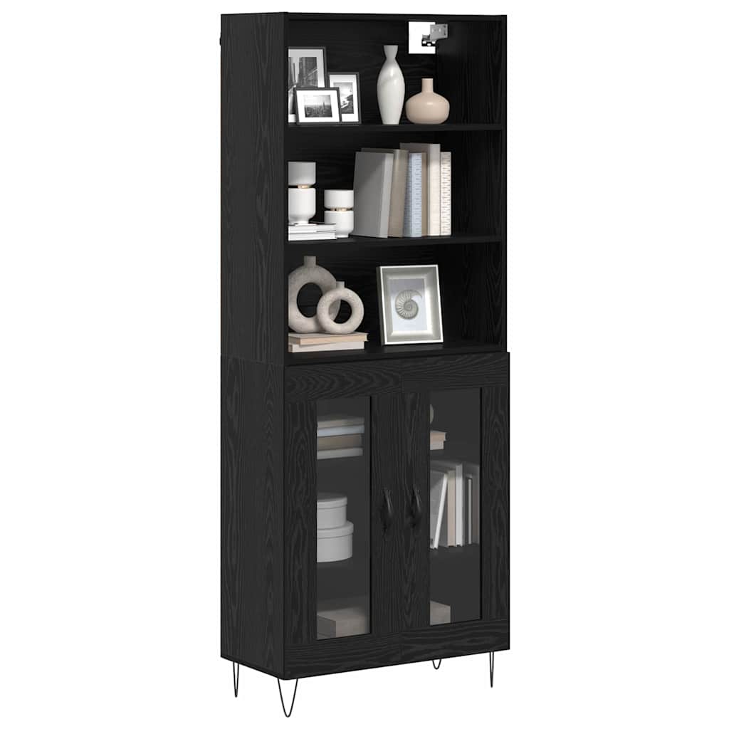 vidaXL Highboard 2 pcs Black Oak Engineered Wood