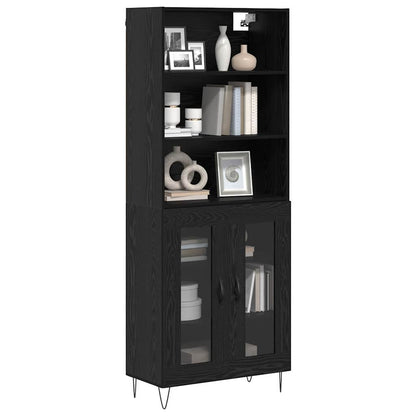 vidaXL Highboard 2 pcs Black Oak Engineered Wood