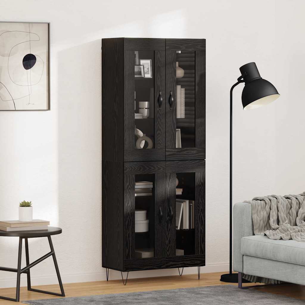 vidaXL Highboard Black Oak 69.5 x 34 x 180 cm Engineered Wood