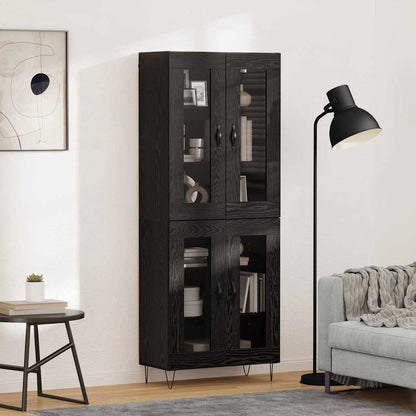 vidaXL Highboard Black Oak 69.5 x 34 x 180 cm Engineered Wood