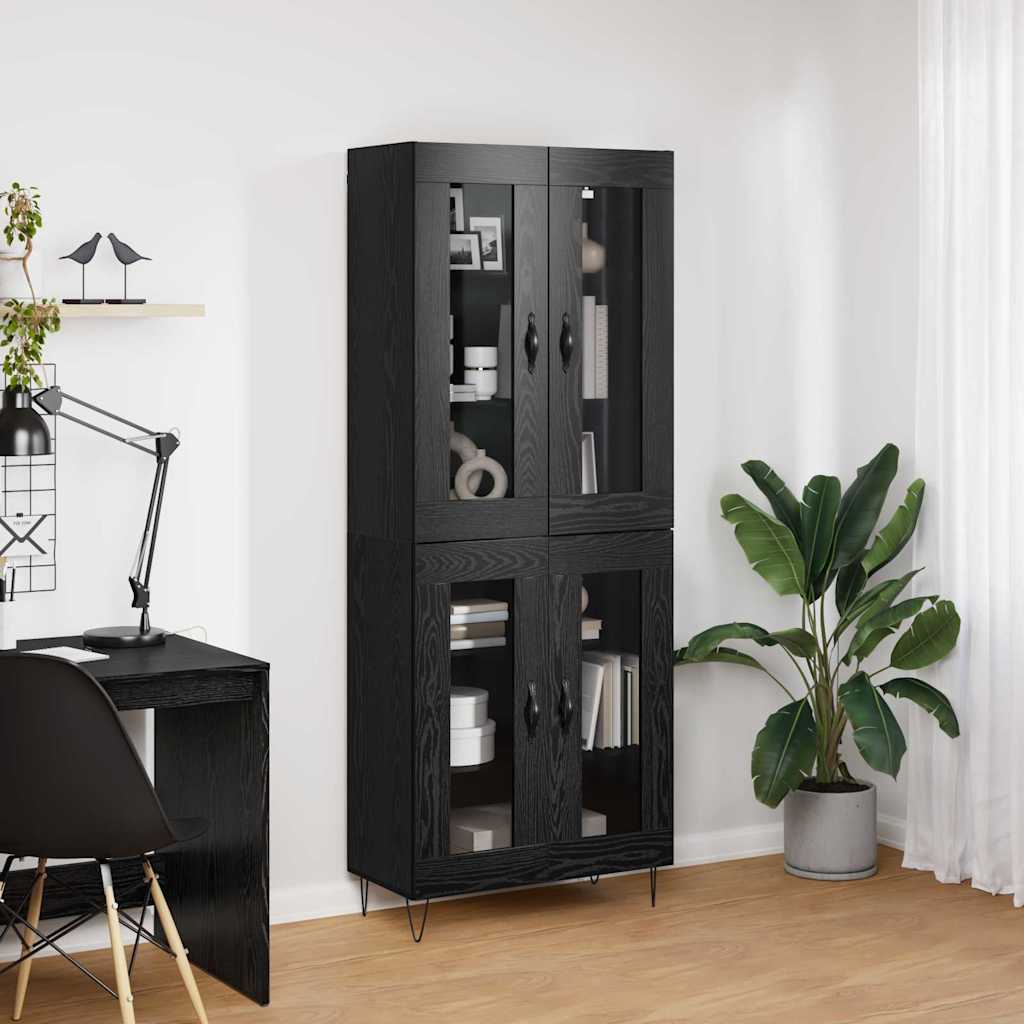 vidaXL Highboard Black Oak 69.5 x 34 x 180 cm Engineered Wood