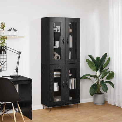 vidaXL Highboard Black Oak 69.5 x 34 x 180 cm Engineered Wood