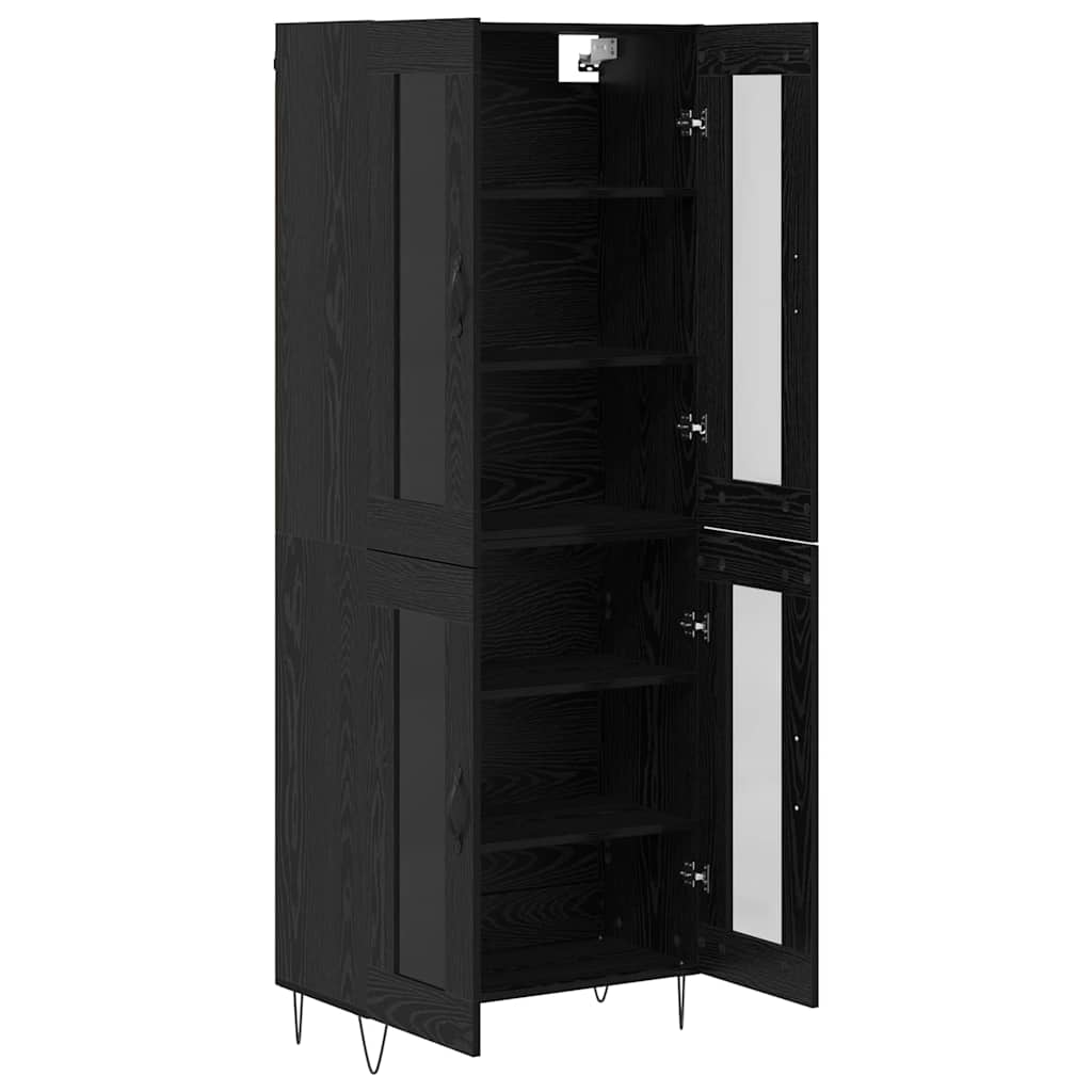 vidaXL Highboard Black Oak 69.5 x 34 x 180 cm Engineered Wood