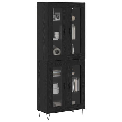 vidaXL Highboard Black Oak 69.5 x 34 x 180 cm Engineered Wood