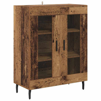 vidaXL Highboard Old Wood 69.5 x 34 x 180 cm Engineered Wood and Glass