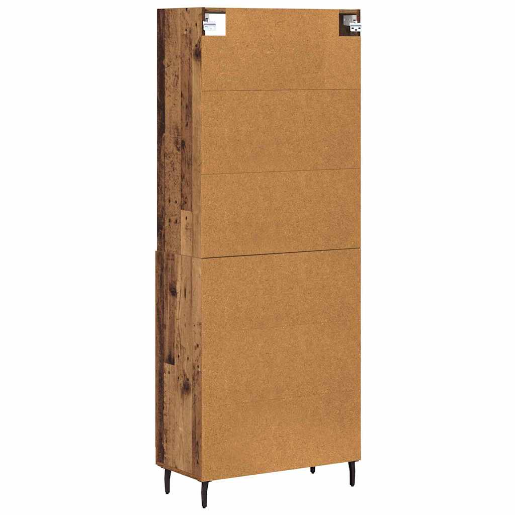 vidaXL Highboard Old Wood 69.5 x 34 x 180 cm Engineered Wood and Glass