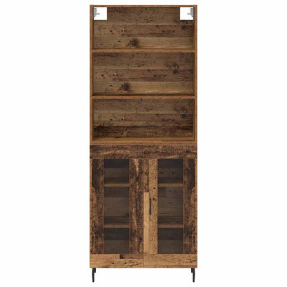 vidaXL Highboard Old Wood 69.5 x 34 x 180 cm Engineered Wood and Glass