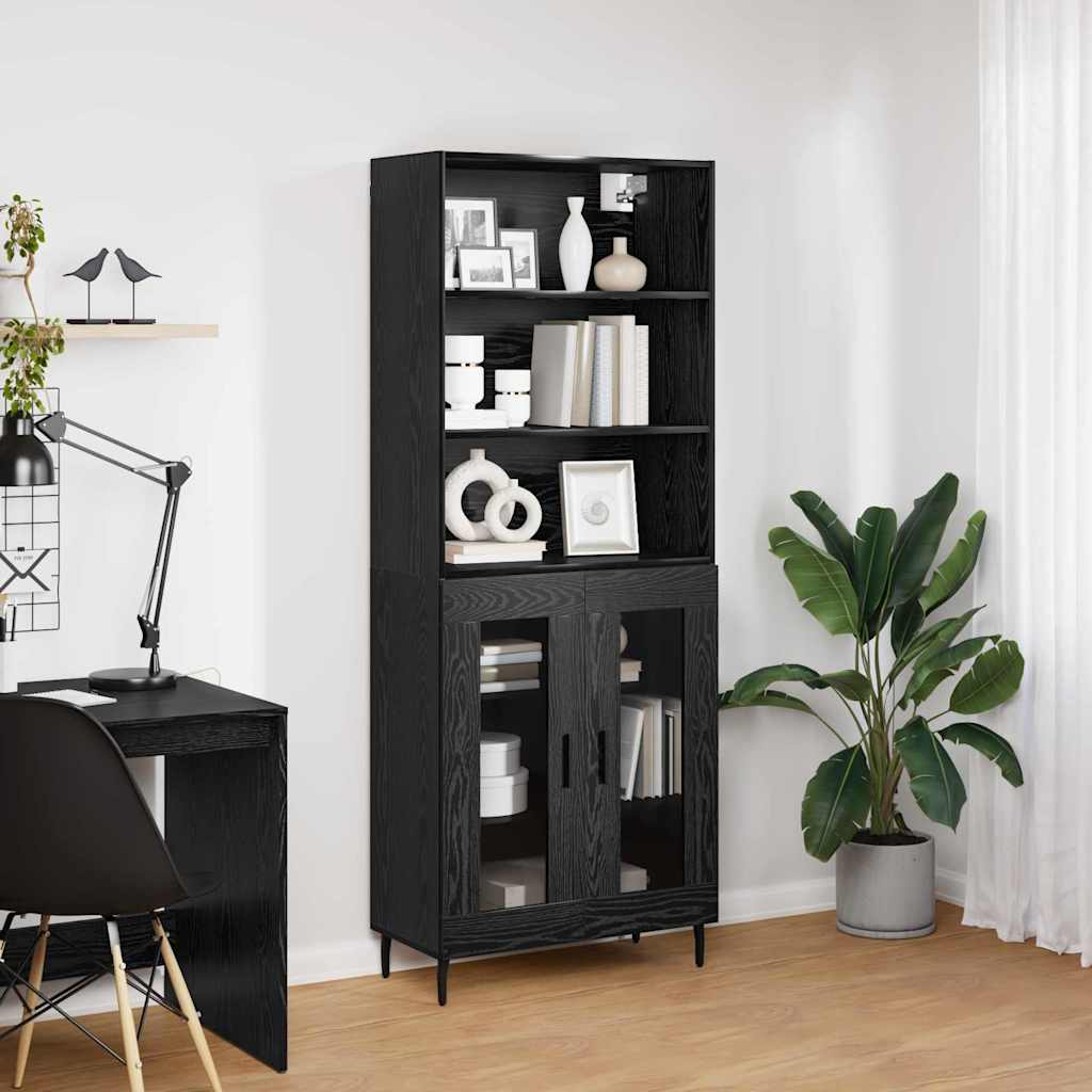 vidaXL Highboard Black Oak 69.5 x 34 x 180 cm