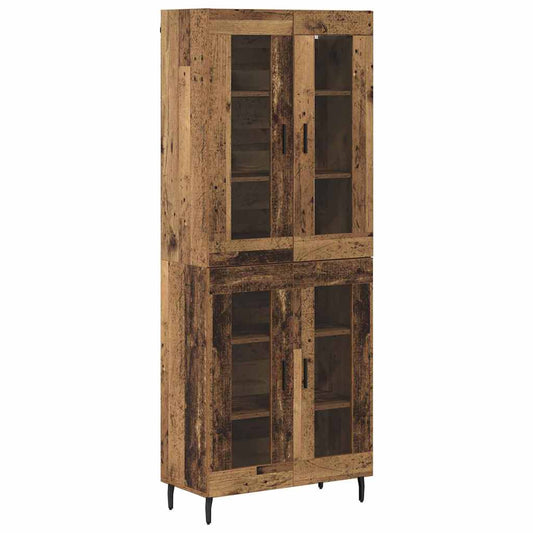 vidaXL Highboard 2 pcs Old Wood Engineered Wood and Glass