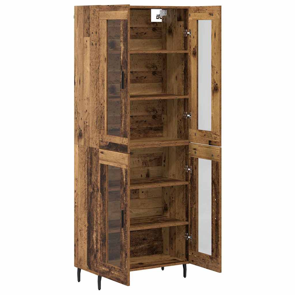vidaXL Highboard 2 pcs Old Wood Engineered Wood and Glass