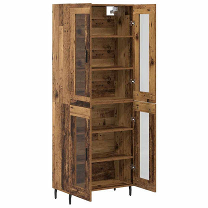 vidaXL Highboard 2 pcs Old Wood Engineered Wood and Glass
