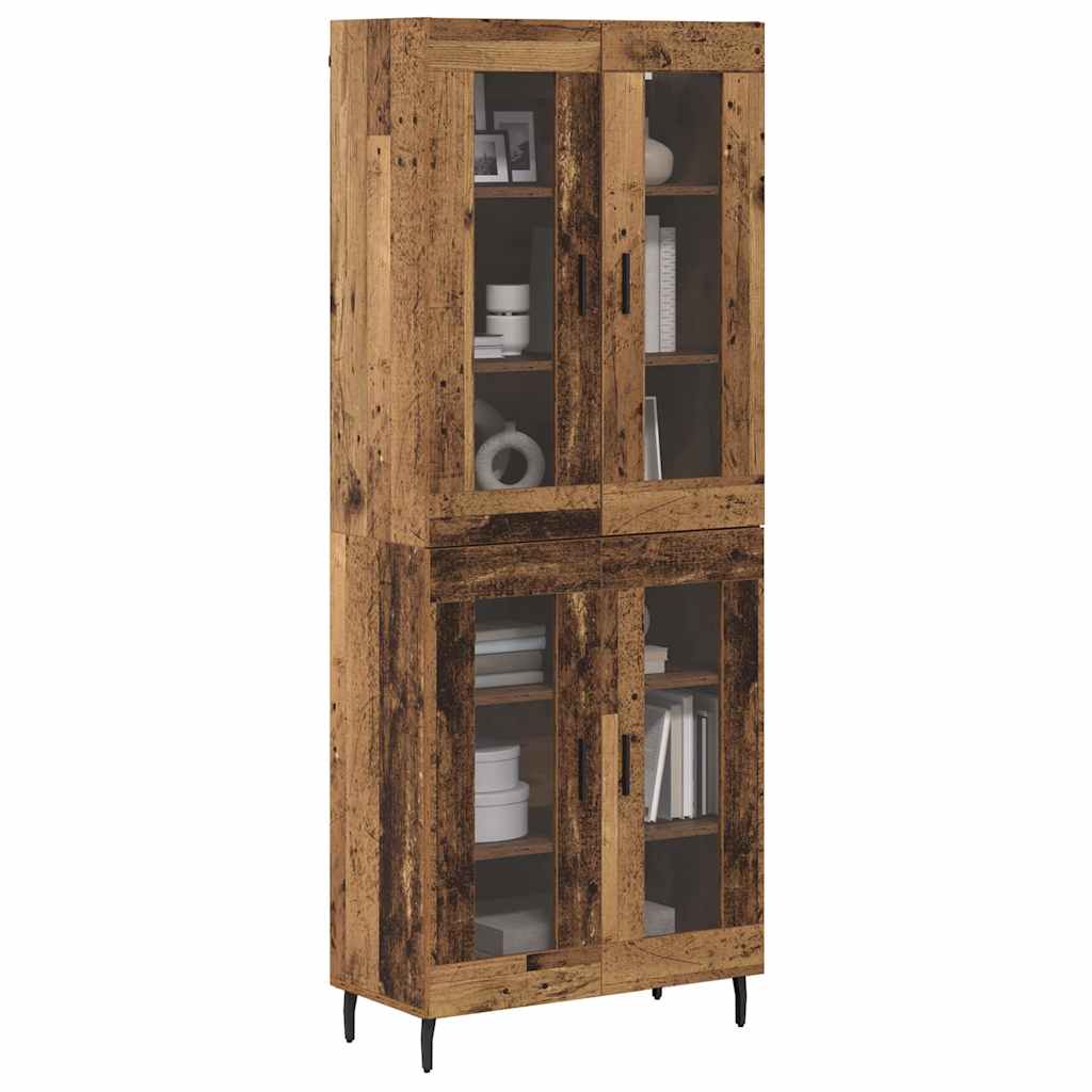 vidaXL Highboard 2 pcs Old Wood Engineered Wood and Glass