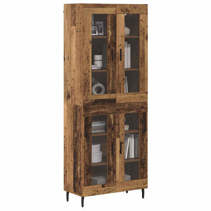 vidaXL Highboard 2 pcs Old Wood Engineered Wood and Glass
