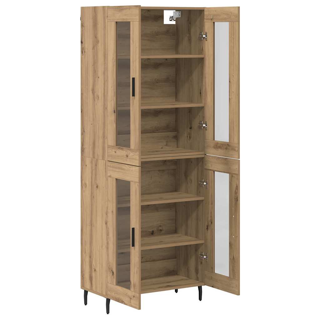 vidaXL Highboard 2 pcs Artisan Oak Engineered Wood and Glass