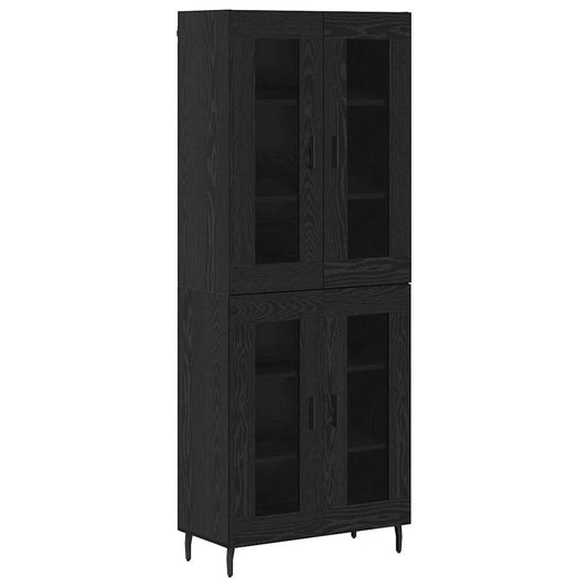 vidaXL Highboard 2 pcs Black Oak Engineered Wood and Glass