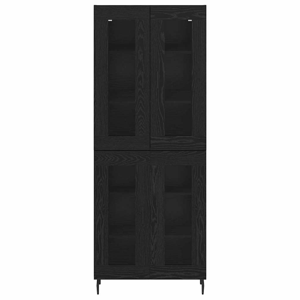 vidaXL Highboard 2 pcs Black Oak Engineered Wood and Glass