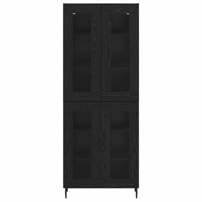 vidaXL Highboard 2 pcs Black Oak Engineered Wood and Glass